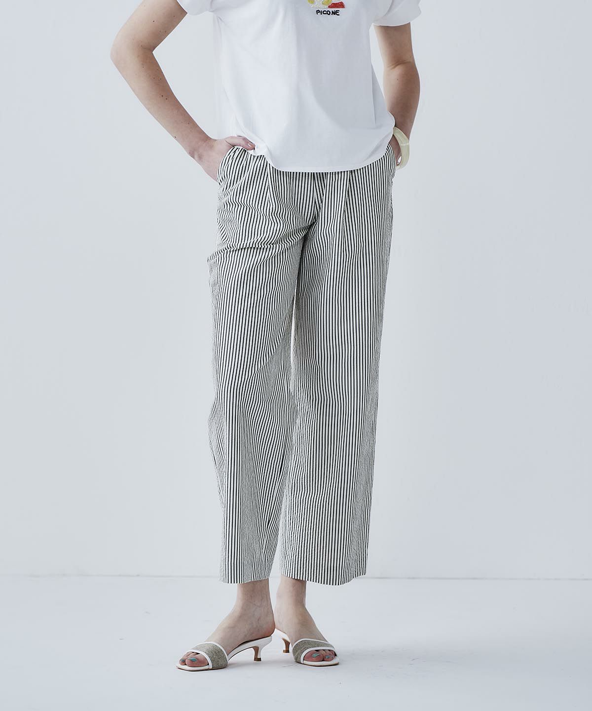 サッカーストライプワイドパンツ|スタジオピッコーネ - ゴルフウェアや