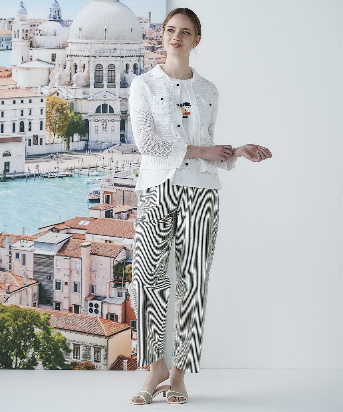 サッカーストライプワイドパンツ|スタジオピッコーネ - ゴルフウェアや