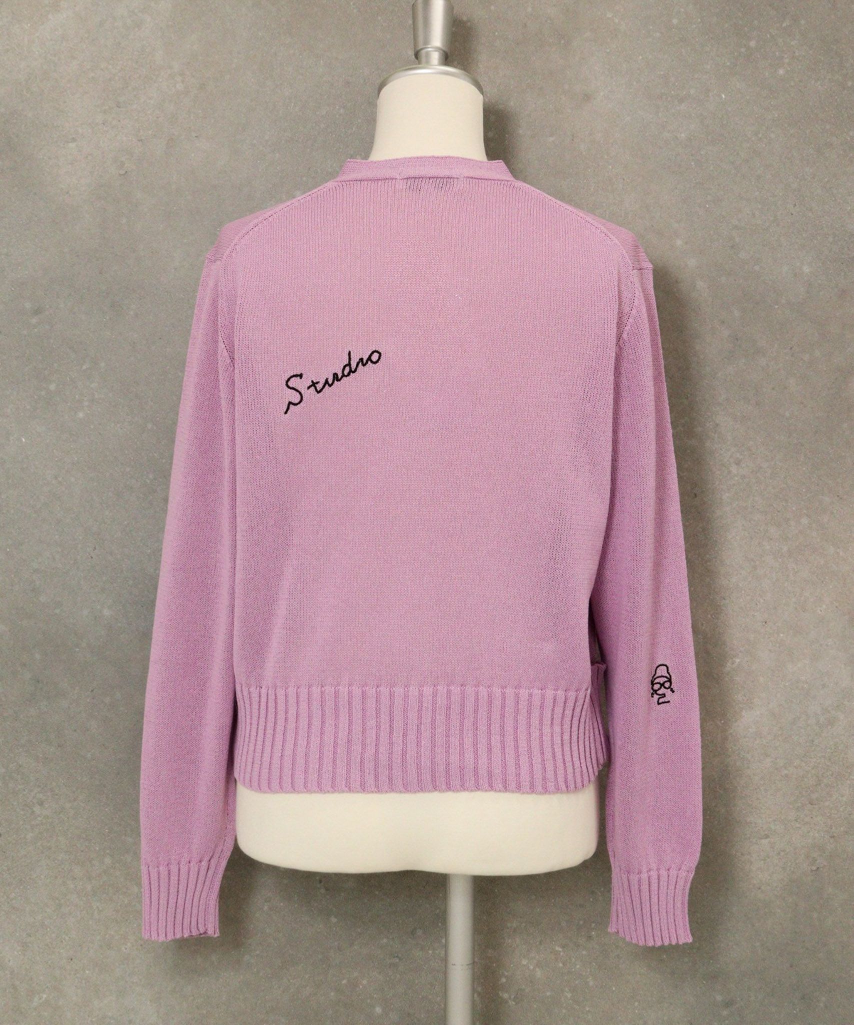 刺繍ニットカーディガン(ライトパープル)後ろ