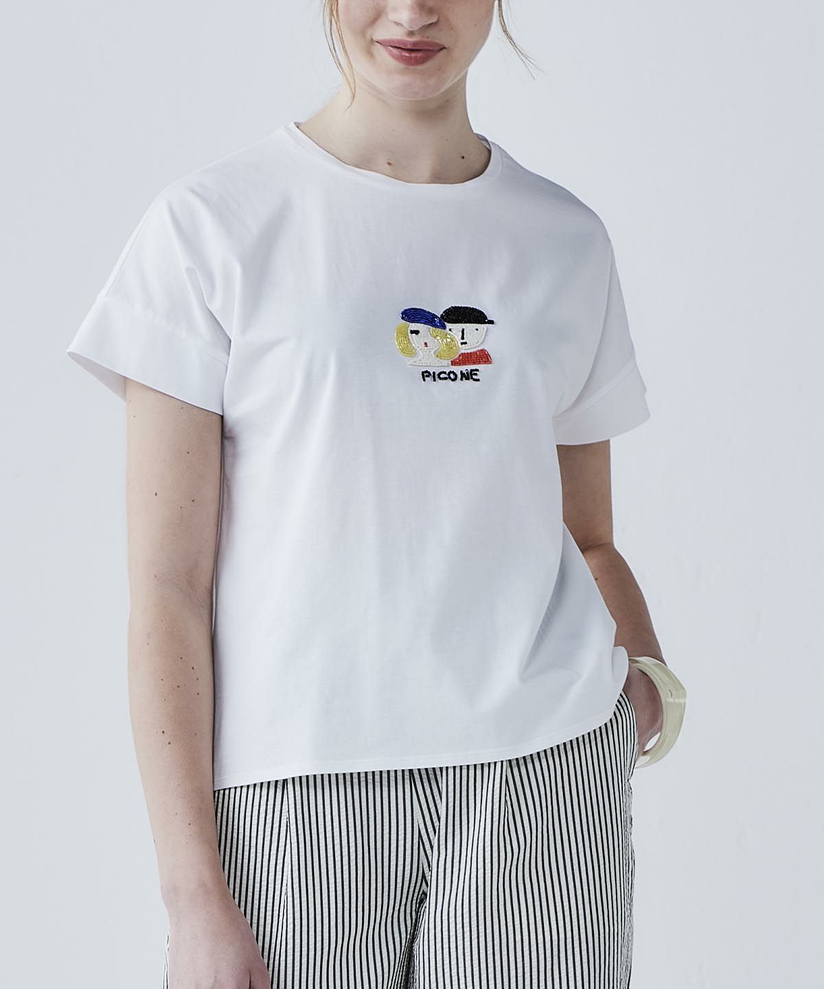 ピッコーネ　チュニック　レース　ビーズロゴ ビーズ刺繍UV冷感プルオーバー|スタジオピッコーネ - ゴルフウェアや